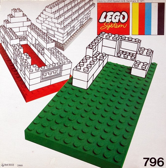 LEGO 796 - 2 Large Baseplates, Green/Yellow