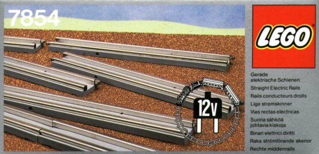 LEGO 7854 8 Straight Electric Rails Grey 12 V