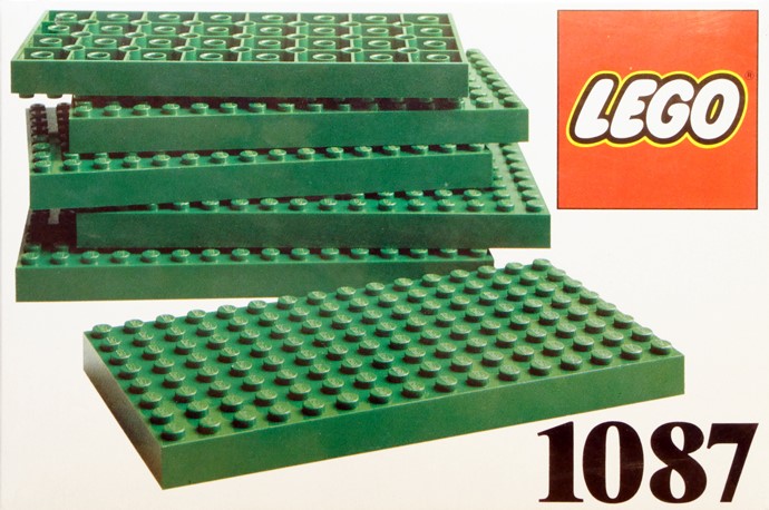 LEGO 1087 - 6 Lego Baseplates 8 x 16 Green