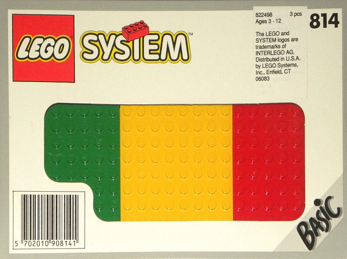 LEGO 814 Baseplates, Green, Red and Yellow